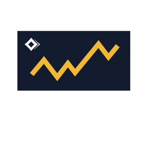 A graph displayed on a black background featuring a prominent yellow arrow indicating a trend or direction.